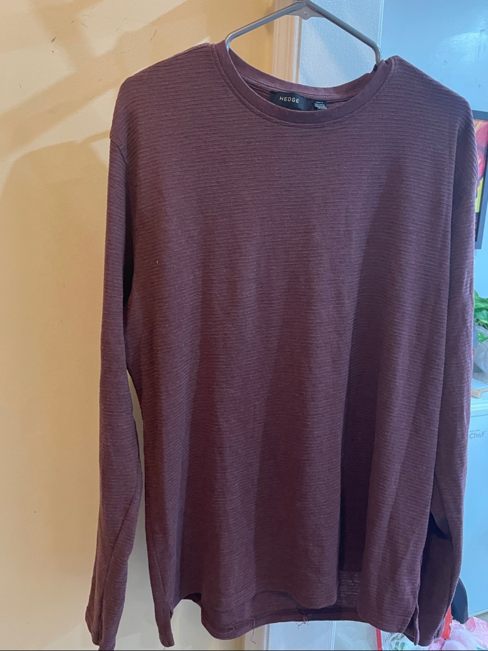 edge Burgundy Long-Sleeve Crewneck Shirt